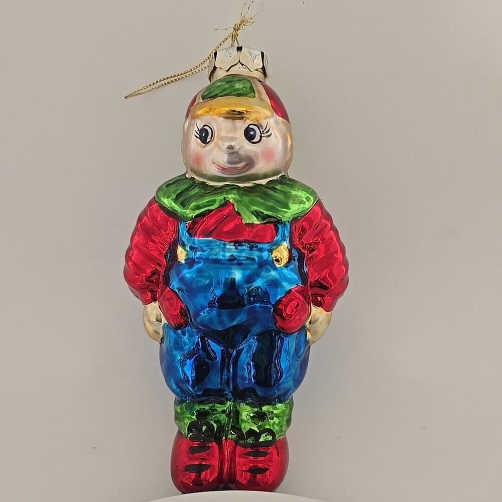 TWEEDLE DEE‎ DUM Character Christmas Ornament Hand Blown Mercury Glass happy boy